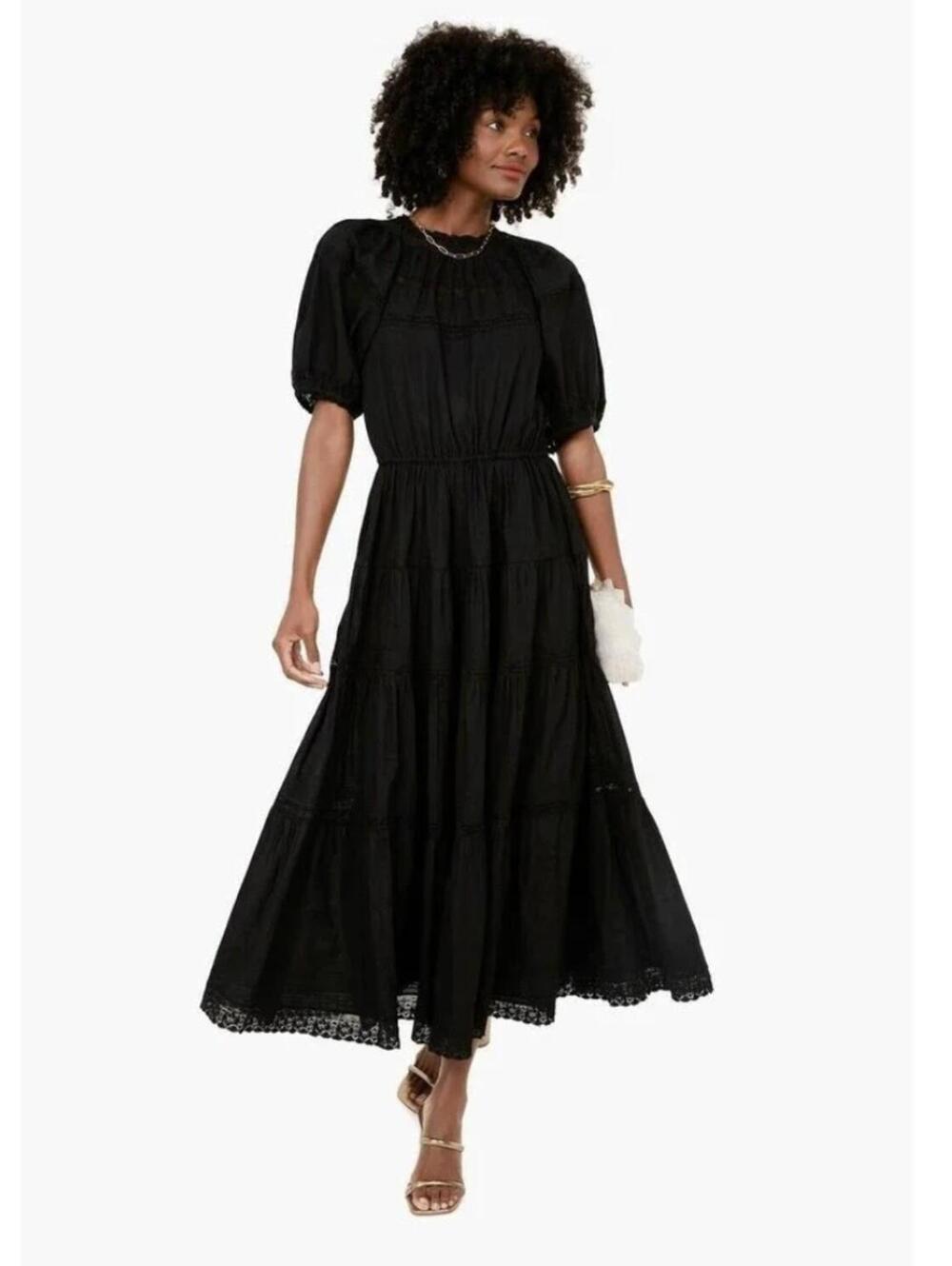 The Great.‎ Black Lace Tiered The Prairie Bird Dress Size S